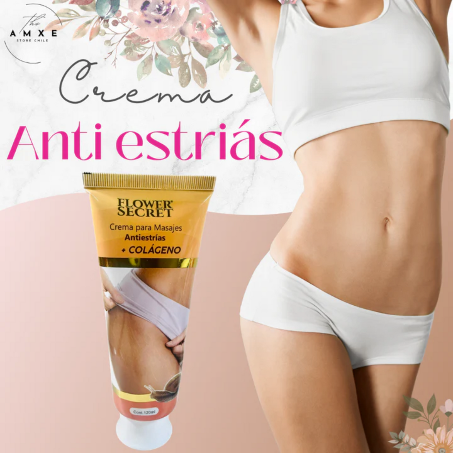FLOWER SECRET® Crema Antiestrías Colágeno Para Masajes